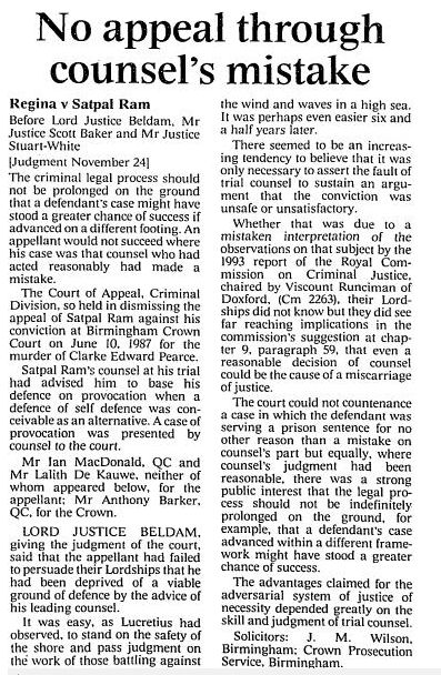 The 1995 Court of Appeal judgment (summary from the Times)
